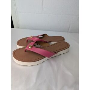 Coach Shelly Pink Thong‎ Sandals With Turn Lock Detail 6 B
